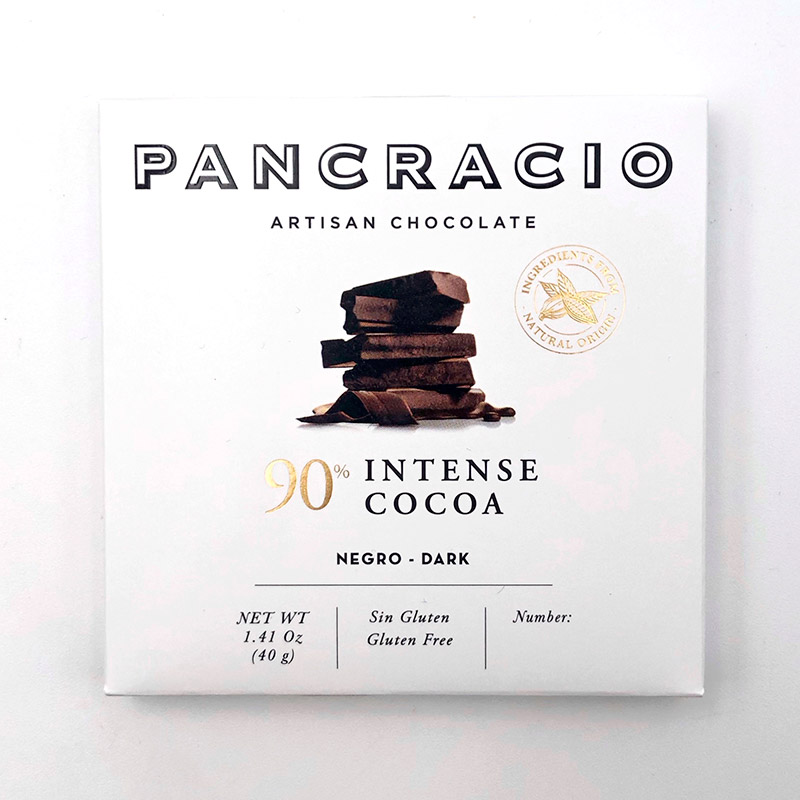 Tableta de chocolate negro Pancracio intense cocoa 90% 40 gramos